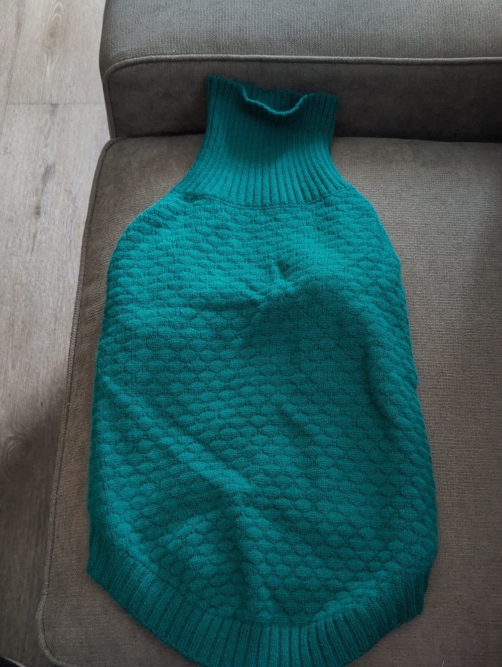 Teal Ribbed Turtleneck Dog Sweater